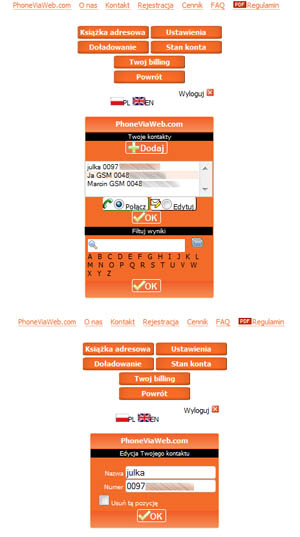 PhoneViaWeb - Address book