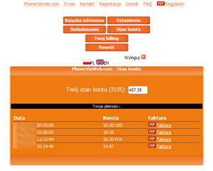 PhoneViaWeb-account balance